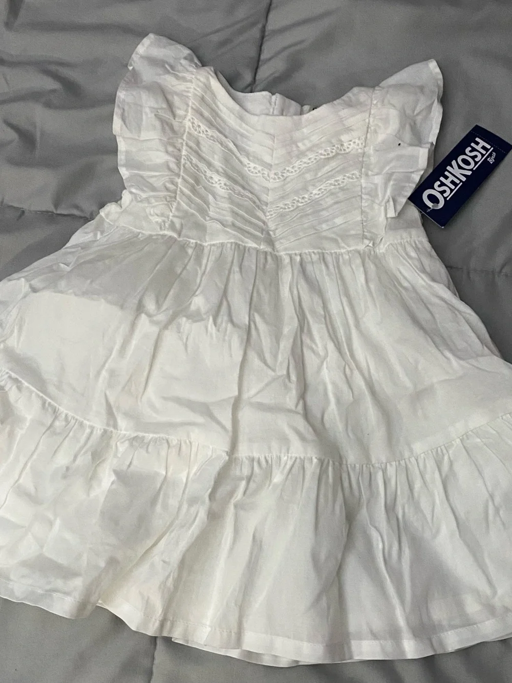 OshKosh B'gosh White Cotton Ruffle Tiered Dress